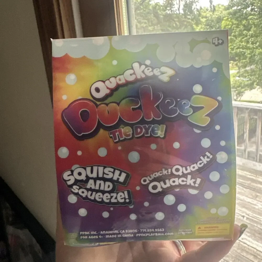 Quackeez Duckeez Tie Dye Squish & Squeeze Tactile Toy, Blue 4+